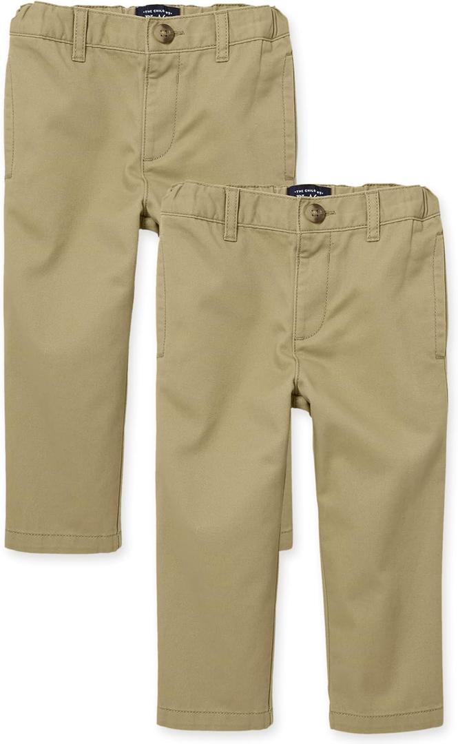 The Children's Place Baby-Boys and Toddler Stretch Relaxed Straight Chino Pants (2T, Flax 2-pack)