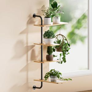 YUOROS Window Shelf for Plants, 4-Tier Rotating Window Sill Plant Shelves Stand Plant Wall Holder with Hanger, 4 Tier - Large