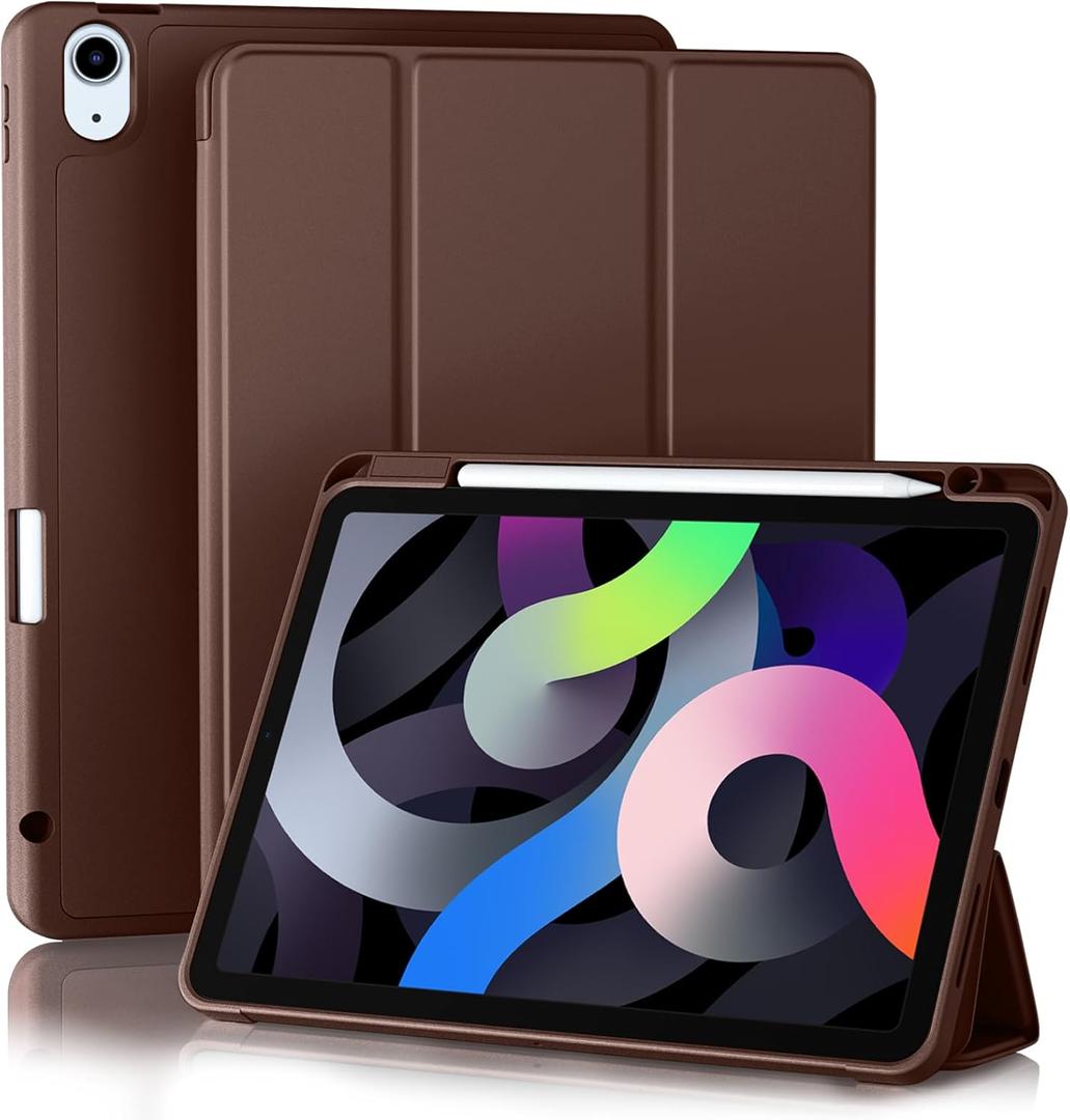 Akkerds Compatible with iPad Air 11 Inch Case 8th/7th/6th Generation (M4/M3/M2) 2026/2025/2024, for iPad Air 5th/4th Generation Case 10.9 Inch 2022/2020 with Pencil Holder[Auto Sleep/Wake], Darkbrown