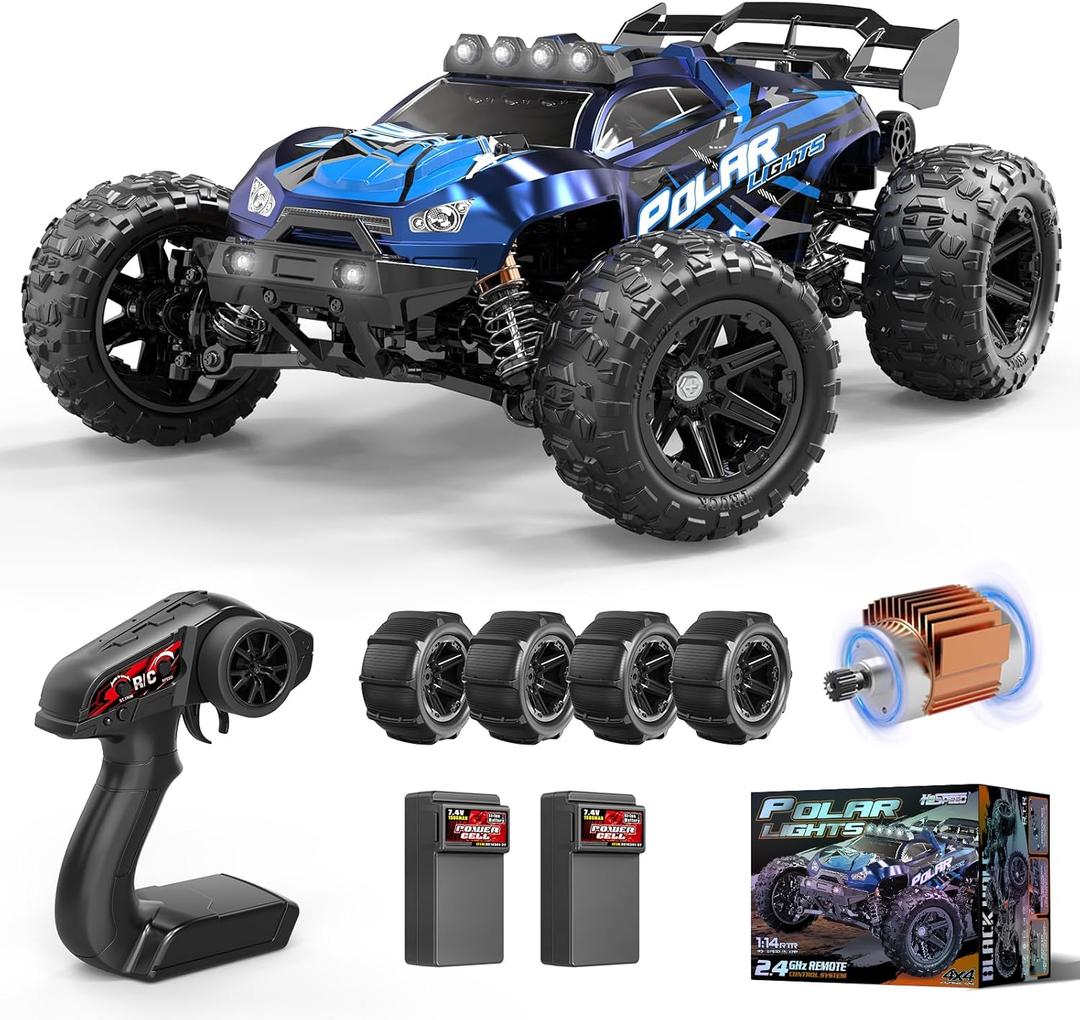 Rc Cars 1:14 All Terrain RC Car for Adults & Boys, 4WD Off-Road RC Truck High Speed Fast 40+ KPH, 4X4 Waterproof Remote Control Car with 2 Rechargeable 1300 mAh Batteries