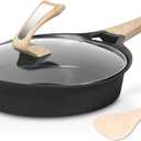 ESLITE LIFE Nonstick Deep Frying Pan Skillet with Lid, Healthy Granite Coating Egg Omelette Pan Stone Cookware Chef's Pan, PFOA Free (Black, 11 Inch)