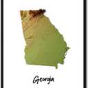 Susie Arts 8X10 Unframed Georgia State Geography Map Art Print Poster Topography Terrain Education Home Abstract Wall Decor SDAP667