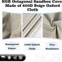 NGB Octagonal Sandbox Cover, 600D Waterproof Oxford Cloth Sandbox Protector with High-Efficiency Windproof Hooks 4, Easy-to-Find Reflective Handles and Fixed Elastic Drawstring (Beige, 85"x78"x9")