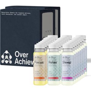 Supplement Variety Pack with Advanced Nanoscience Technology, 24 Pack, Stress Calming Relax Drink, Sleep Aid Drink, Nootropic Brain Supplement Focus Drink, 2 oz Shot