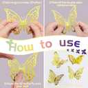 2 x 96 Pcs Butterfly Decorations 3 Sizes 4 Styles 3D Butterfly Wall Decor Party Decorations Butterflies for Crafts Birthday & Wedding Celebrations Cake Decorating Balloons Removable Stickers Gold