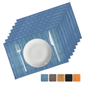 ANDSTAR Bamboo Placemats Set of 8 Non-Slip Waterproof - 12x18 Inch Reusable Table Mats for Kitchen Dining, Eco-Friendly Thick Heat Resistant Dishwasher Safe Home Decor (Green)