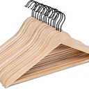 Amazon Basics Wood Suit Clothes Hangers for Closet Organizer, Natural Set of 16