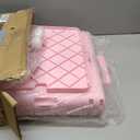 Foldable Utility Cart with Stair Climbing Wheels, Collapsible Rolling Crate with Telescoping Handle, Folding Shopping Trolley Handcart Grocery Book File Tool Teacher Storage Basket (Pink)