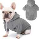 Dog Basic Hoodie Soft Dog Clothes Cold Weather Sweaters for Medium Dogs Cozy Fabric Warm Sweatshirt with Leash Hole (Grey, M (Back: 16.54",Chest: 22.05", Neck: 16.54")) (Medium (10-20 lbs))