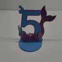 Mermaid Birthday Number Sign Centerpiece for Girls Wooden Mermaid Party Number Table Sign Decoration Supplies for Birthday Anniversary (Number 5)