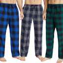 JupiterSecret Mens Pajama Pants Set Flannel Cotton Lightweight Sleep & Lounge Pants, PJ Bottoms with Pockets and Button Fly (3X-Large)