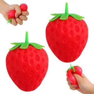 2PCS Squeezable Toy Fruit Ball Realistic Strawberry Model, Squeezable Toy Fruit Ball, Party Favor Slow Rise Pressure Release Toy Adults