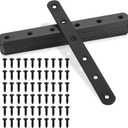 Flat Straight Braces, Black Mending Plate, Heavy Duty Metal Straight Brackets, Repair Joining Bracket, Repair Plates Fixing Bracket Connector for Wood, Furniture, with Screws