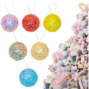 LANGXUN 6pcs Candy Land 2025 Xmas Birthday Party Wedding Suppiles Decoration, Hanging Candy Cane Christmas Tree Dcor, Christmas Decorative Hanging Ornaments Crafts (Rainbow Balls)