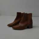 ZBY Womens Pointed Toe Ankle Boots Elastic Chunky Block Stacked Mid Heel Slip On Chelsea Booties 8.5