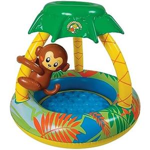 Poolmaster Learn-to-Swim Go Bananas Monkey Inflatable Kiddie Pool With Canopy Multicolor