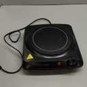 OVENTE Countertop Infrared Single Burner, 1000W Electric Hot Plate with 7” Ceramic Glass Cooktop, 5 Level Temperature Setting & Easy to Clean Base, Compact Stove for Home Dorm Office, Black BGI101B