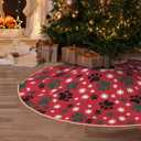 Colorful Christmas Snowflake Dog Paw Christmas Tree Skirt, 30 Inch Xmas Tree Skirts Mat Ornaments for Happy New Year Merry Christmas Xmas Holiday Party Decorations Indoor Outdoor Home Decor