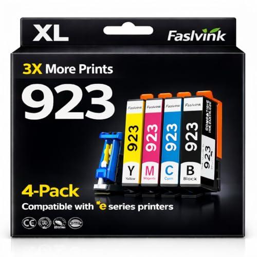 923 Ink Cartridges for HP Printers Compatible with HP 923 Ink Works with HP OfficeJet Pro 8130e 8125e 8120e 8135e 8138e 8139e Printers, 923 Ink Without Chip 4-Pack (Black Cyan Magenta Yellow)