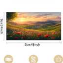 JLXART Wall Art for Living Room Decor Mountain Sunset Landscape Canvas Wall Art with Red Poppies Prints Nature Scenery Artwork Framed Size 24 x 48 in Ready to Hang