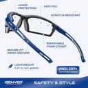 Safety Glasses ANSI Z87+ with Removable Foam Gasket, Clear Lens, Anti-Fog, Scratch-Resistant, UV400 Wraparound Protective Eyewear for Work, Construction & DIY