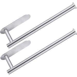 Paper Towel Holder Under Cabinet 2 Pack,Stainless Steel Paper Towel Holder Wall Mount for Kitchen, Bathroom, RV, Paper Towel Rack with Self Adhesive and Screws (Silver)