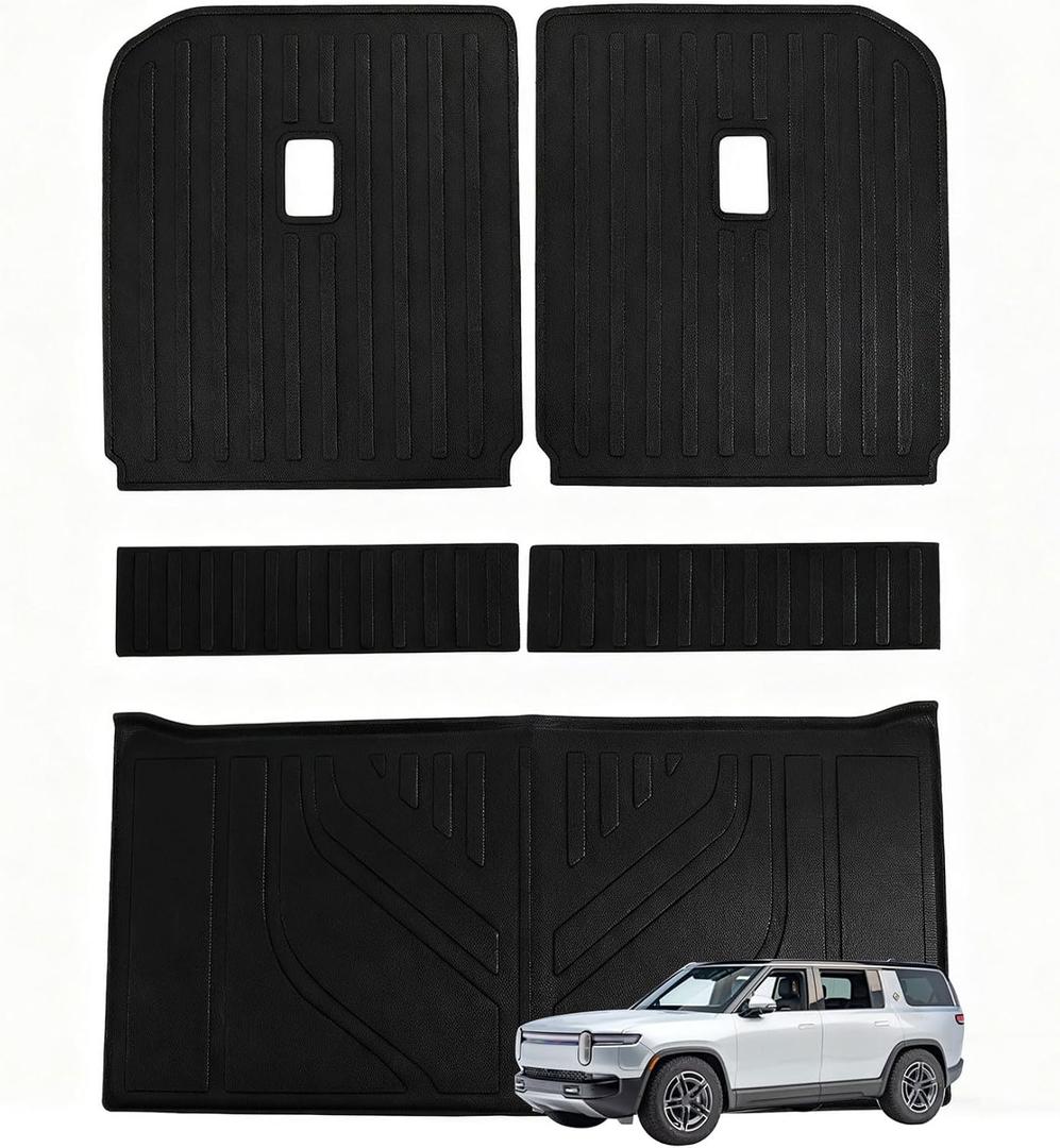 Priprilod Floor Mats Compatible with Rivian R1S 2022-2026 All Weather Protector TPE Floor Liners Custom Fit Car Mats Non-Slip