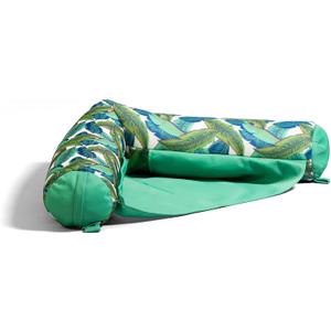 Big Joe Noodle Sling, No Inflation Needed, Pool Float with Armrests, Quick Draining Fabric, Cup Holder (Green Tropical Palm)