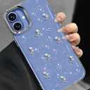 Toycamp for iPhone 16 Plus Case Cute - Women Girly Girls Glitter Phone Cover 16Plus Kawaii Sparkle Bling Shine Aesthetic Pretty Unique Wave Design Funda for Apple 16 Plus, Flower Rose