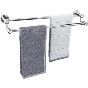 TocTen Double Bath Towel Bar - Thicken SUS304 Stainless Steel Towel Rack for Bathroom, Bathroom Accessories Double Towel Rod Heavy Duty Wall Mounted Towel Holder (Chrome, 24) (Round 24 Inch) TocTen Double Bath Towel Bar - Thicken SUS304 Stainless Steel Towel Rack for Bathroom, Bathroom Accessories Double Towel Rod Heavy Duty Wall Mounted Towel Holder (Chrome, 24) (Round 24 Inch)