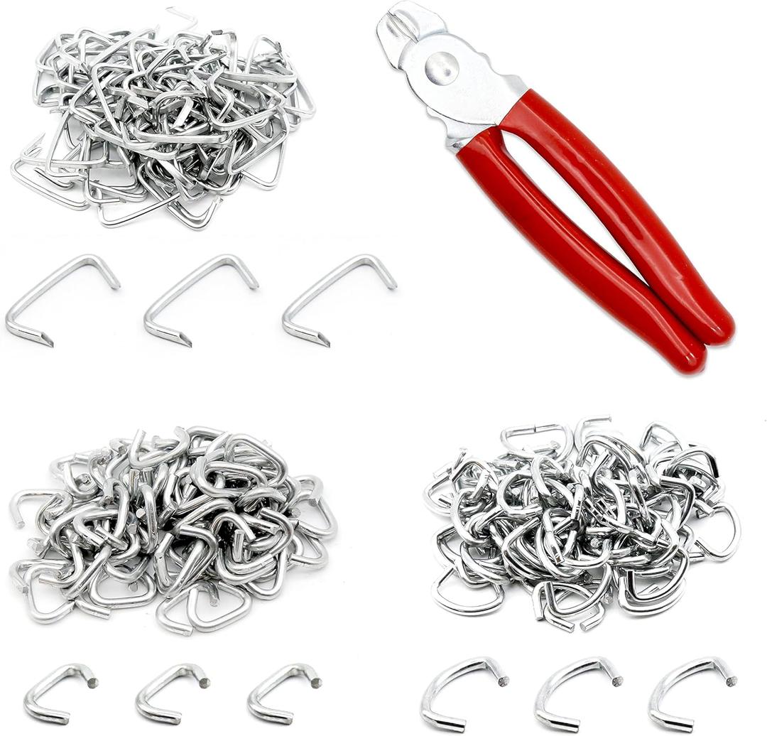 270 Pcs of 3 Sizes Galvanized Hog Rings Assortment Kit and One Piece Professional Pliers Widely for Bungee Animal Pet Cages Bagging Meat and Sausage Casing Fencing Furniture Upholstery