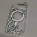 RALEAVO for Google Pixel 9/9 Pro Case Compatible with MagSafe Clear Floral Cover with Green Leaves Pattern for Girls Women Slim Cute Hard Back Shockproof Phone Case for Pixel 9/9 Pro,Transparent