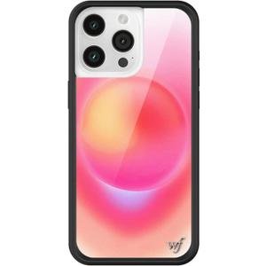 Wildflower Cases - Compatible with iPhone 15 Pro Max | Protective Black Bumper, 6.5ft Drop Test Certified, Women Owned Small Business | Orange Sunset Pink Sky Aesthetic Cute Trendy |Hot Pink Aura