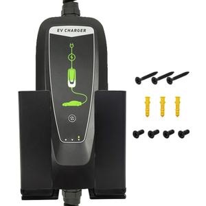 EV Charger Holder - Enduring Metal EV Charging Box Holder Adjustable for Different Size EV Mobile Charger Controller, Black Wall Mount Bracket Fit Max Size 4.76x2.95 Inches