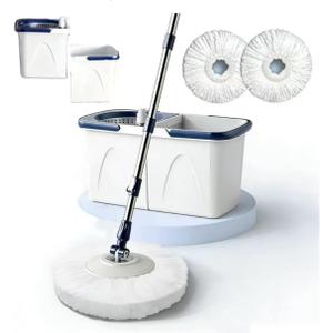 Spin Mop and Bucket Set, Microfiber Mop with Bucket, Easywring Floor Mop with 3 Washable Pads for Hardwood Floor Cleaning