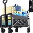 Collapsible Wagon Cart with Wheels Foldable - Lightweight 360LBS Heavy Duty Folding Utility Portable Beach Wagon with All-Terrain Wheels for Groceries Shopping Garden Sports Camping