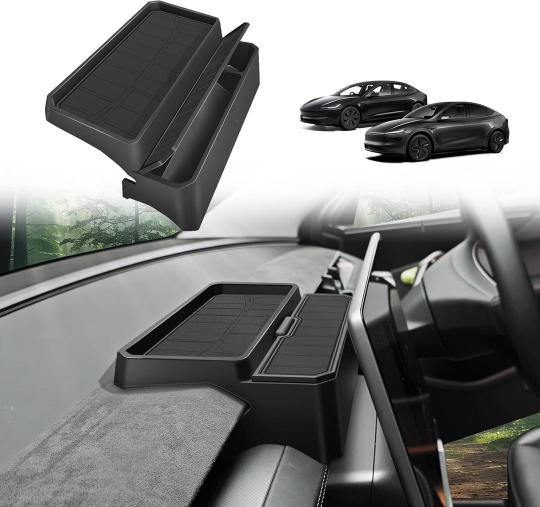 BestEvMod for 2026+ Model Y Juniper Refresh/2026 2025 2024+ Model3 Highland Refresh Sunglasses Holder Screen Dash Console Organizer Accessories Dashboard Organizer Back Storage Box Custom Fit Silicone
