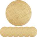 Jecery 50 Pieces Disposable Burlap Printed Paper Placemats 11.81 Inches Round Rustic Brown Chargers Paper Place Mat Country Decor Disposable Placemats for Vintage Country Farmhouse Tan