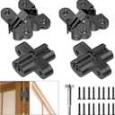Invisible Hinges for Cabinet Doors - Completely Hidden 180Hinges,Concealed and Smooth Quiet Close(Black,0.51"-1.77",4Pack)
