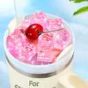 Lid Plate Topper for Stanley Cup 40 30 oz - Cute Decoration Accessories for Tumbler, Water Botter Bling Decor for Women Girls (Pink Cherry Ice Cube)