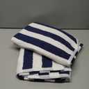 Amazon Basics 100% Cotton Terry Absorbent Cabana Stripe Pool & Beach Towels, Soft, Large, and Thick, 2-Pack, Navy Blue, 30 in x 60 in