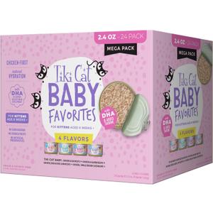 Tiki Cat Baby Favorites Whole Foods Wet Cat Food for Kittens Mega Pack, 2.4 oz. Can (24 Count) (EXP 02/01/28)
