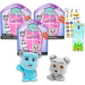 Disney Doorables Blind Bags Set - Bundle with 3 Disney Fuzzified Doorables Mini Figures for Kids, Adults Plus Stickers | Disney Doorables Exclusive Flocked Figures Series