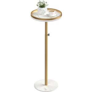 Height Adjustable Small Drink Table for Small Spaces,Martini Table, Weighted Base Pedestal Table for Living Room, Bedroom, Bathroom,Gold