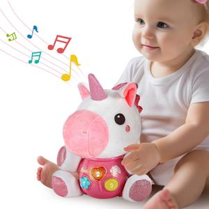 iPlay, iLearn Baby Unicorn Musical Toys, Newborn Girls Gift, Soft Unicorn Plush Stuffed Animal, Infant Light Music Time, 1st Easter Basket Shower Stuffers for 0 1 2 3 6 9 12 18 Month 1-3 Yrs Toddlers
