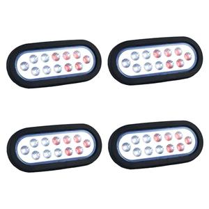 XtraGlow 6 Inch Oval Dual Revolution LED Tail Lights Red Stop Turn Tail Lights White Backup Reverse Lights Kit for Trailer RV Truck IP67 Waterproof 4PCS