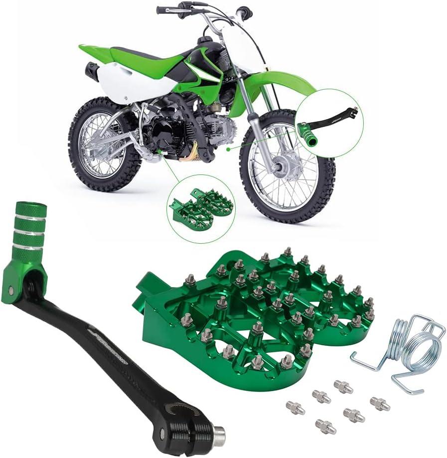 JFG RACING Motorcycle Folding Gear Shifter Shift Lever + Dirt Bike Foot Pegs CNC Universal for KX KLX 50cc - 125cc CRF XR RM TTR PW SSR Apollo TAO TAO SDG 50cc - 125cc Dirt Pit Bike Green