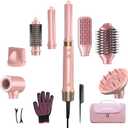 StyleVibe 8-in-1 Air Styler, Hair Dryer & Blow Dryer Brush with Travel Case - Auto Wrap Curls (L/R), Fast Drying, Thermal Round Brush for Smooth Blowouts & Frizz-Free Volume, No Heat Damage