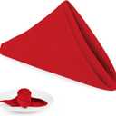 PLOYMONO Red Heavy Duty Cloth Napkins - 17 x 17 Inch Solid Washable Polyester Dinner Napkins - Set of 8 Napkins with Hemmed Edges - Great for Weddings, Parties, Banquets Dinner & More