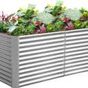 Land Guard 6x3x3ft Rectangular Galvanized Raised Garden Beds, Large-Capacity Metal Planter Box Outdoor, Durable Deep Raised Garden Bed 3ft Tall, Raised Beds for Gardening Vegetables, Classic Silver